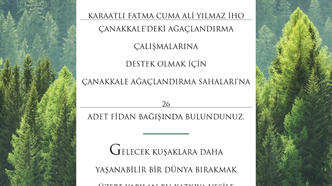 TEMA VAKFINA FİDAN BAĞIŞI